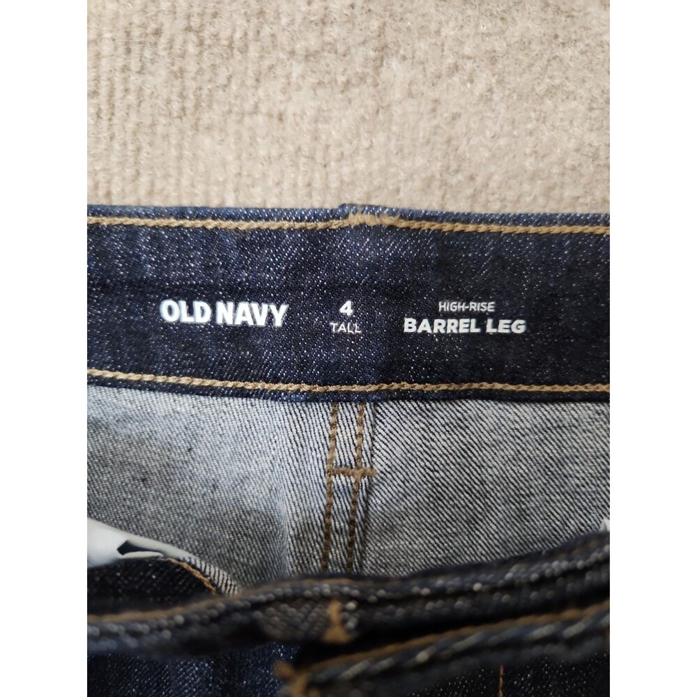 Old Navy Barrel Ankle Jeans Womens 4 Tall Blue Dark Wash High Rise NEW - Picture 9 of 11